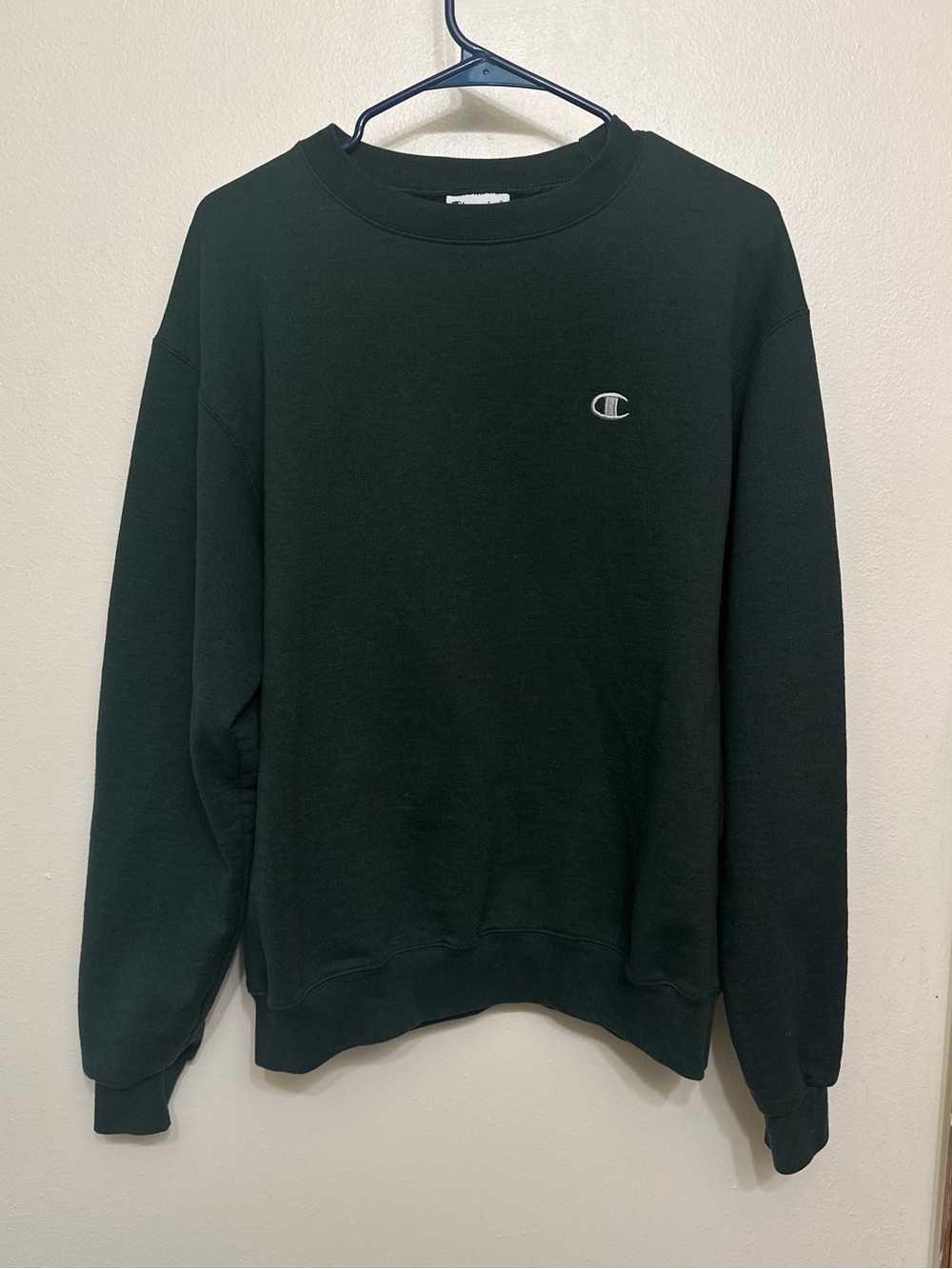 Champion Crewneck Sweatshirt in Dark Green with Logo